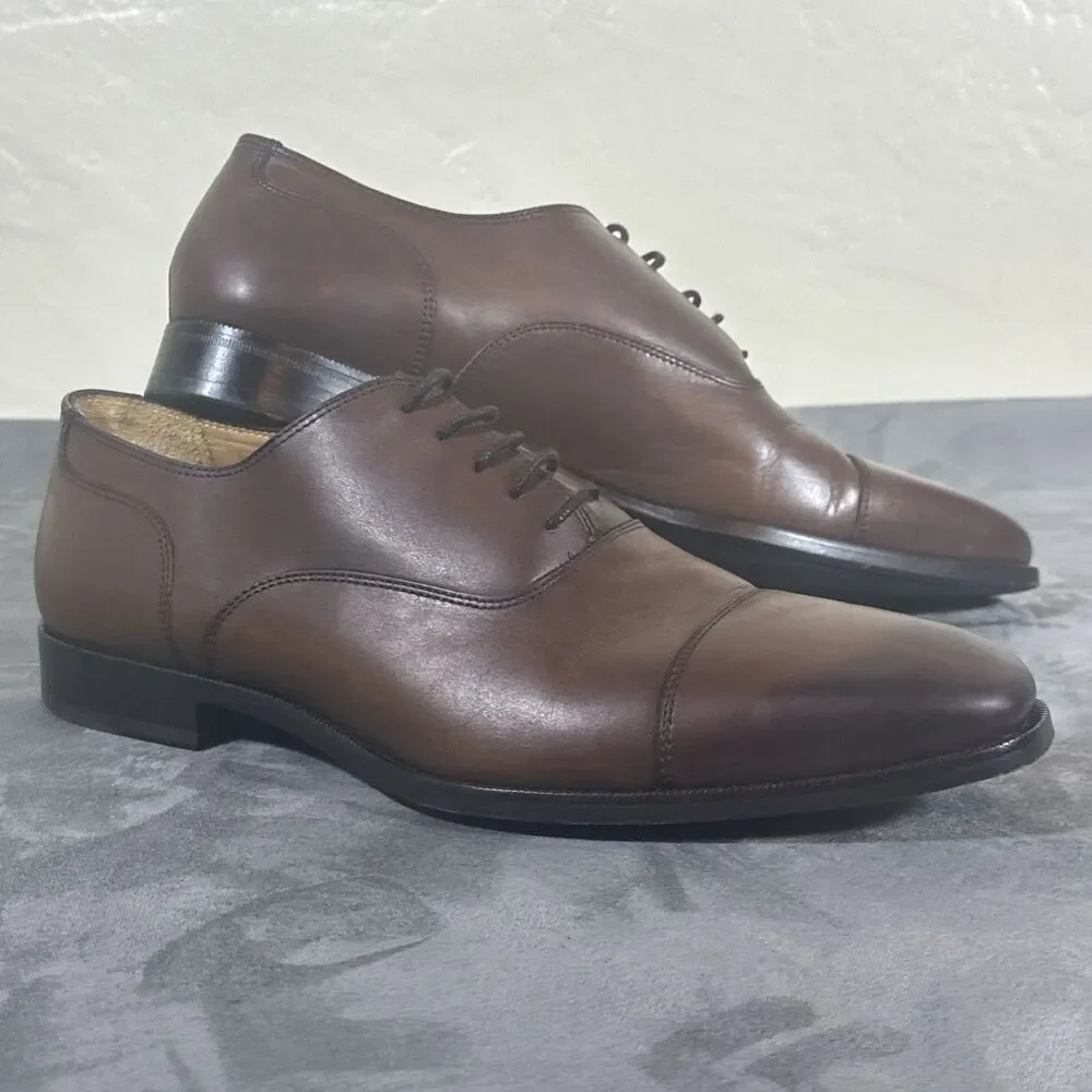 Suitsupply Men’s Dress Shoes 44.5 Cap Toe Cognac 11.5 M Oxford Fine Luxury